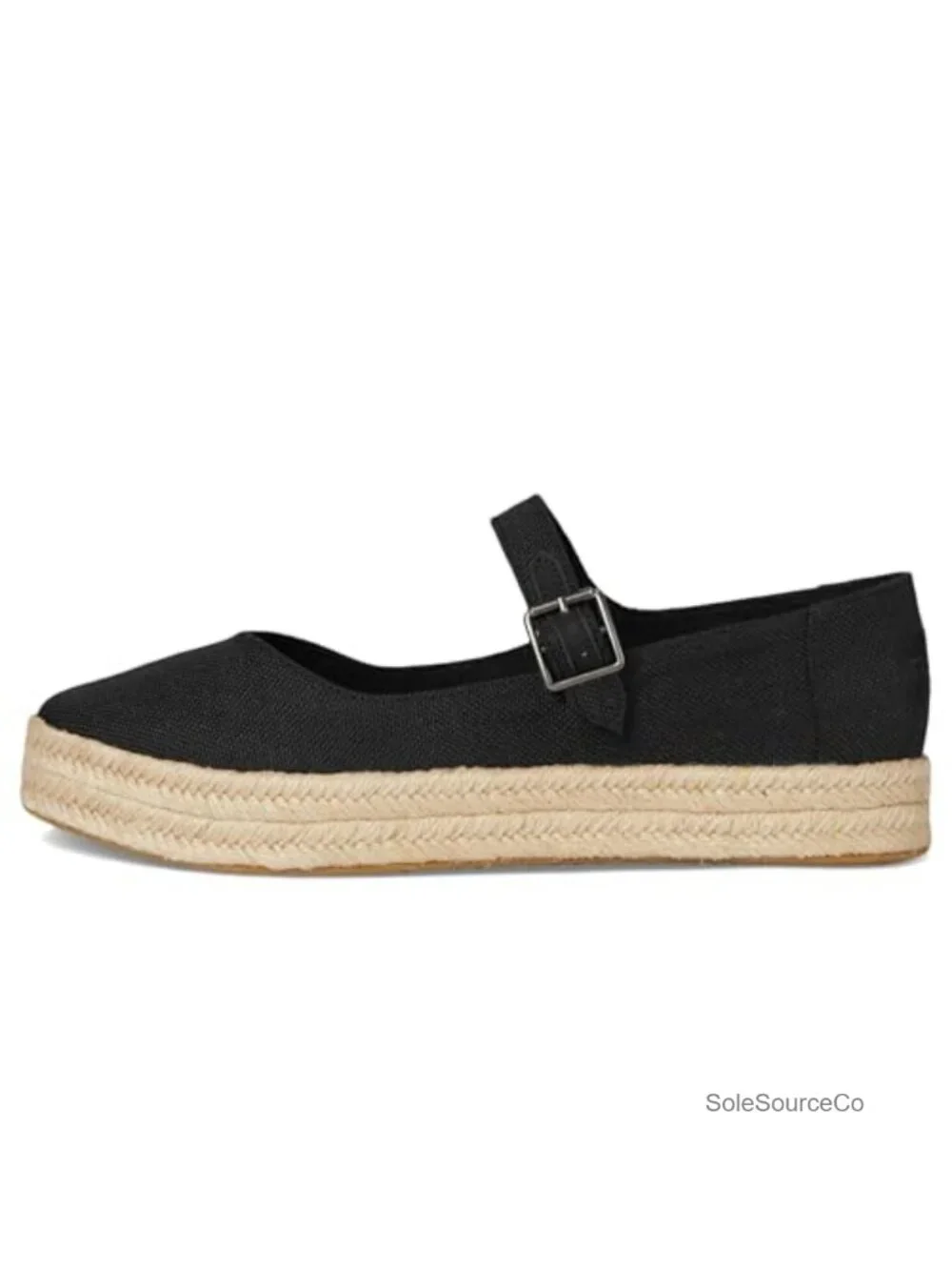 Canvas Mary Jane Flatform Espadrilles - Cushioned Buckle Flat Shoes